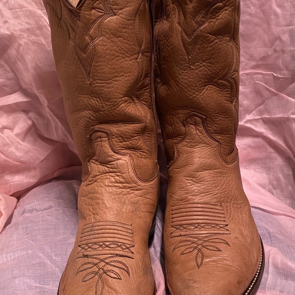 Dan Post Tan Ostrich Skin Cowboy Boots